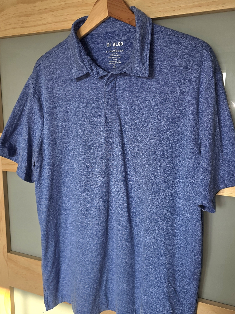 Algo Men's Heathered Blue Performance Polo